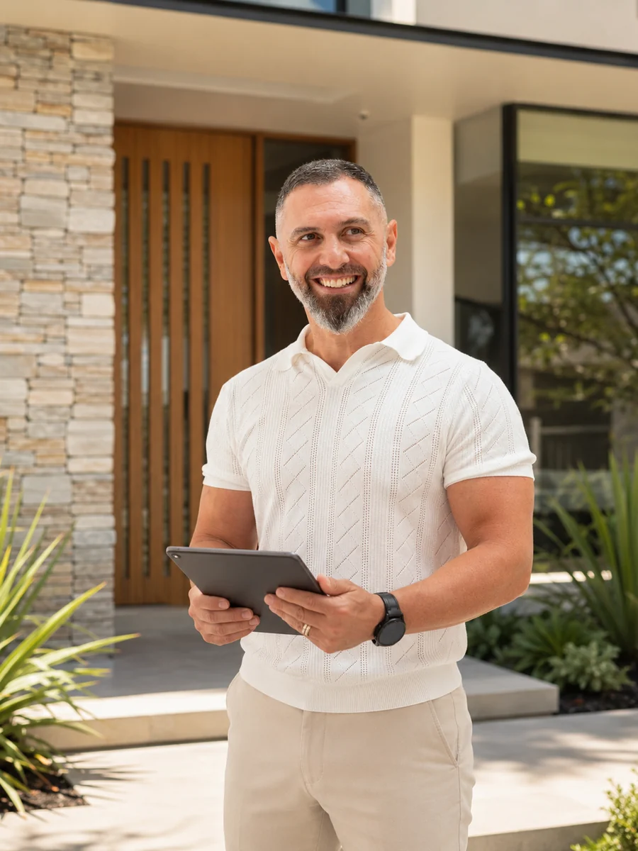 Andrew Di Pietro from Empire Buyers Agents reviewing a property during a Gold Coast home inspection