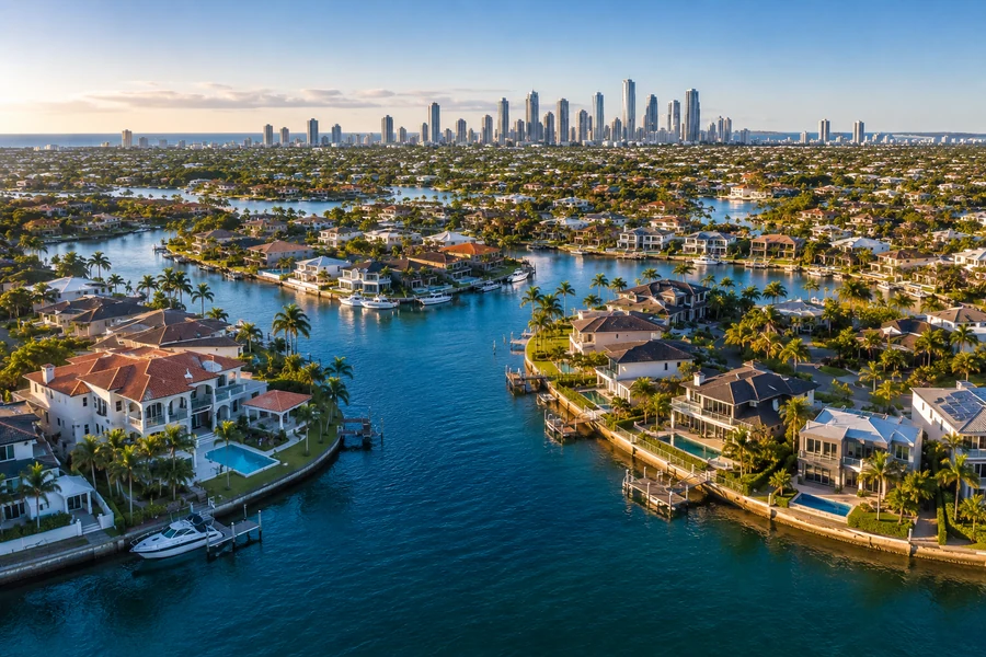 clear island waters buyers agent waterfront card 900x600 1 Aerial-style image representing Clear Island Waters waterfront homes, canals and Gold Coast lifestyle.