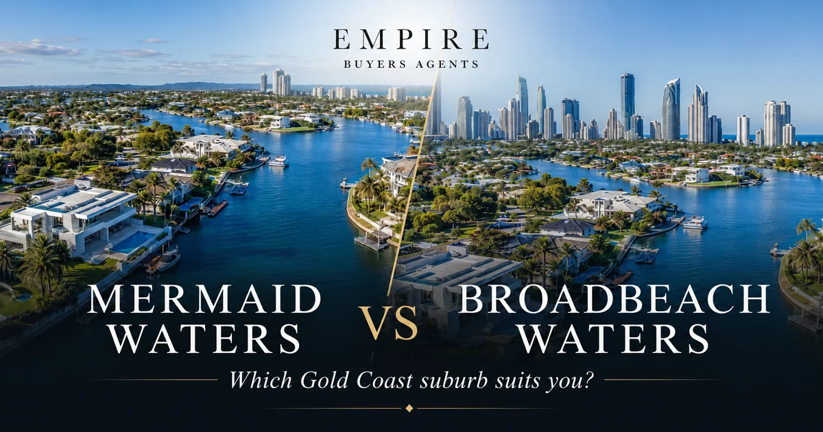 Mermaid Waters vs Broadbeach Waters featured image comparing two Gold Coast waterfront suburbs