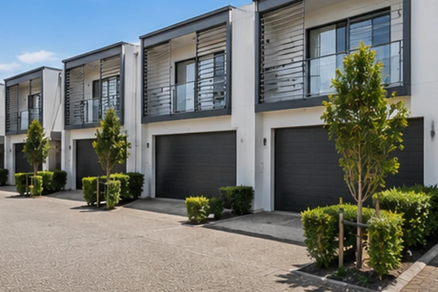 coomera buyers agent townhouses villas Coomera Buyers Agent townhouse and villa complex with private garages, shared driveway and landscaped surrounds