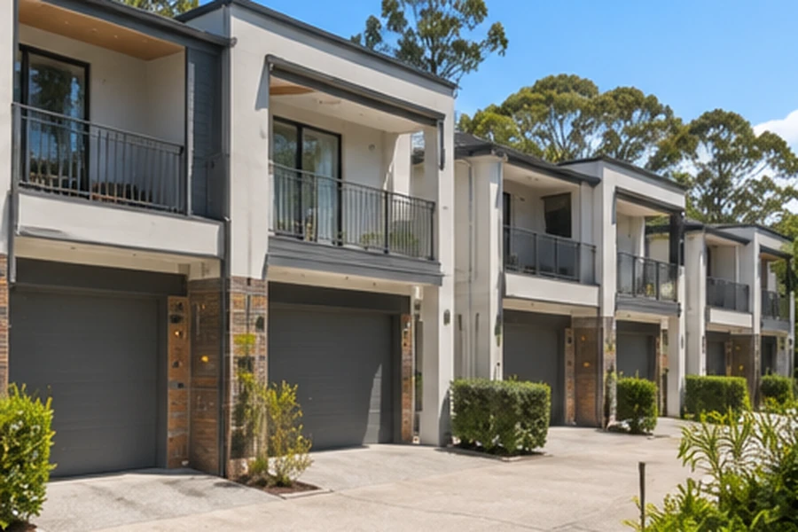 highland park buyers agent townhouses villas Highland Park Buyers Agent townhouse and villa complex with modern homes, garages and landscaped surrounds