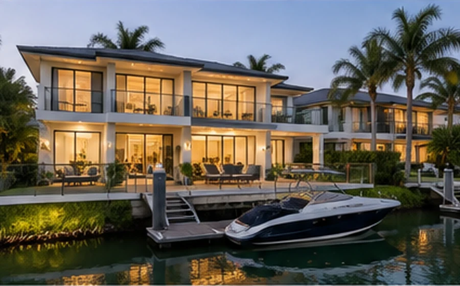 hope island waterfront homes Hope Island buyers agent view of a luxury waterfront home with private pontoon and boat access