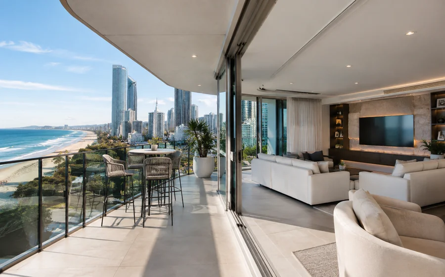 main beach penthouses luxury apartments Main Beach buyers agent view from a luxury penthouse apartment overlooking the Gold Coast coastline