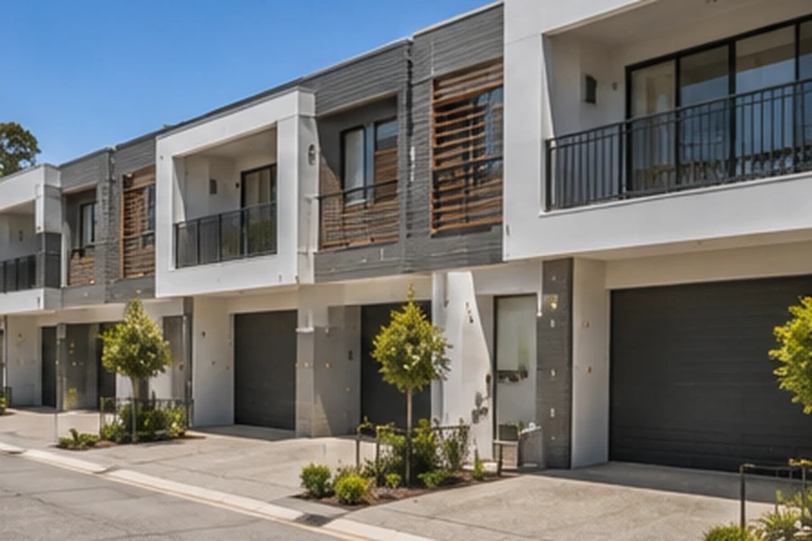 maudsland buyers agent townhouses villas Maudsland Buyers Agent townhouse and villa complex with private garages, shared driveway and landscaped surrounds