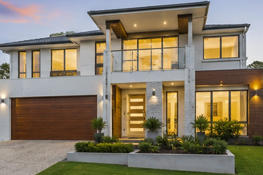 Pacific Pines Buyers Agent contemporary home with modern design, landscaped gardens and elevated suburban living