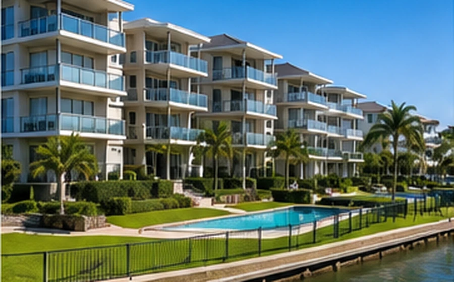 paradise point apartments v2 Paradise Point buyers agent view of modern apartments overlooking waterfront and landscaped surrounds
