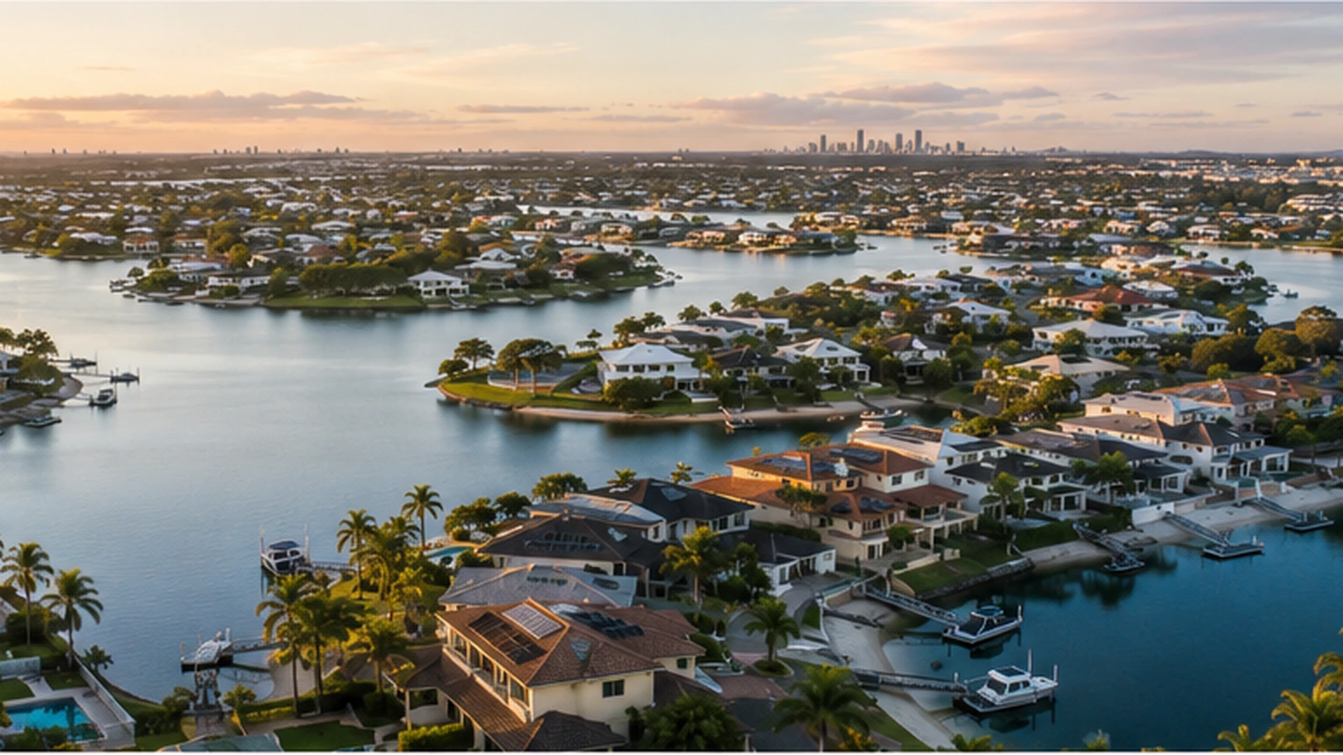 Paradise Point buyers agent aerial view of waterfront homes, waterways and residential precincts