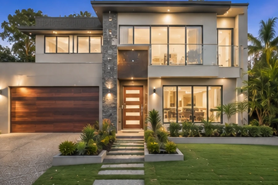 Reedy Creek Buyers Agent contemporary home with modern design, landscaped gardens and elevated suburban living