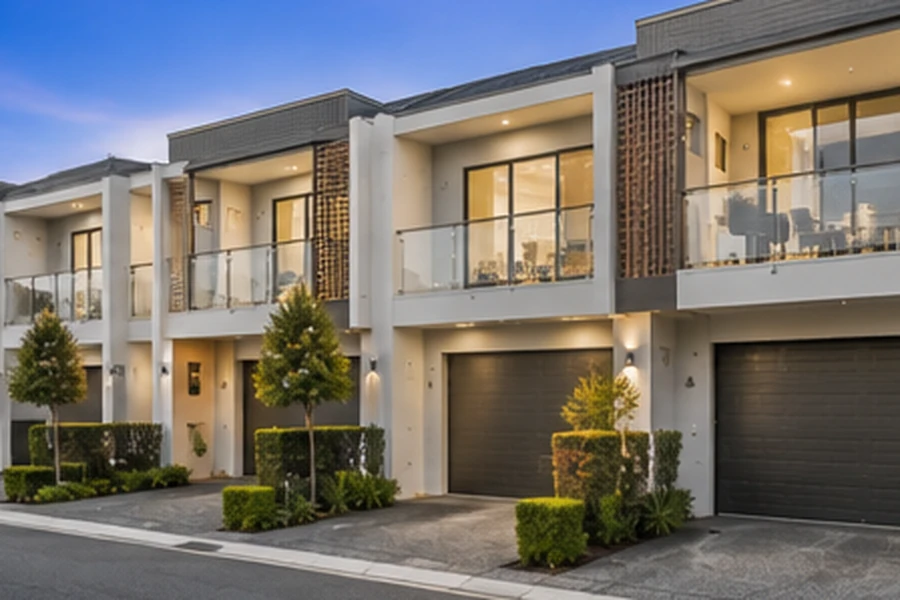 Reedy Creek Buyers Agent townhouse and villa complex with private garages, shared driveway and landscaped surrounds