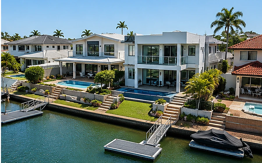 runaway bay waterfront homes Runaway Bay buyers agent view of a waterfront home with private pontoon and canal access