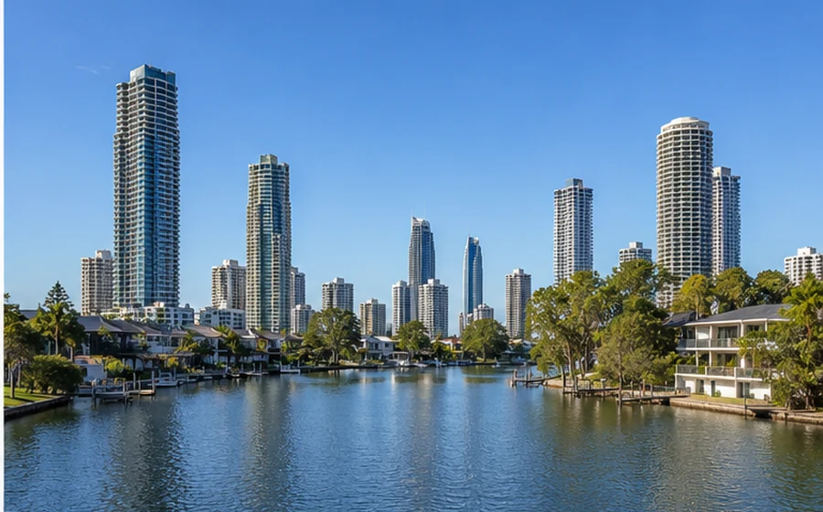 surfers paradise riverfront homes villas Surfers Paradise buyers agent riverfront homes and villas with the Gold Coast skyline