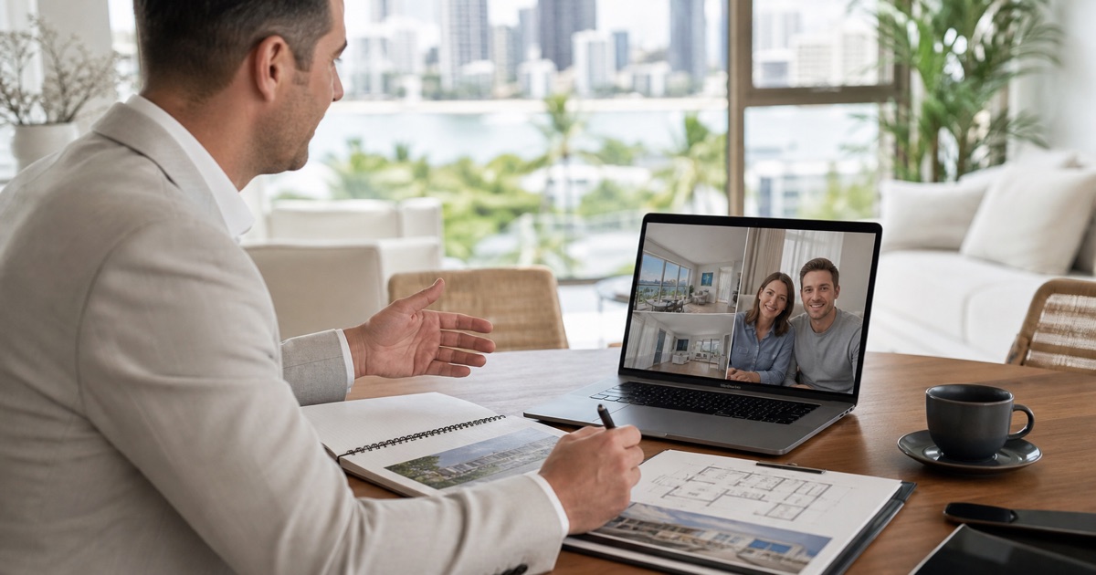 Buyer’s agent assisting clients buying Gold Coast property from interstate through a remote video inspection